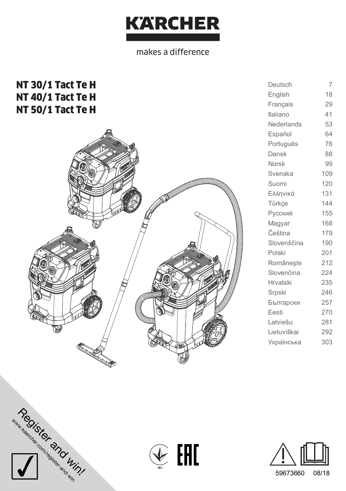 Kärcher NT 30-1 Tact Te H operation manual