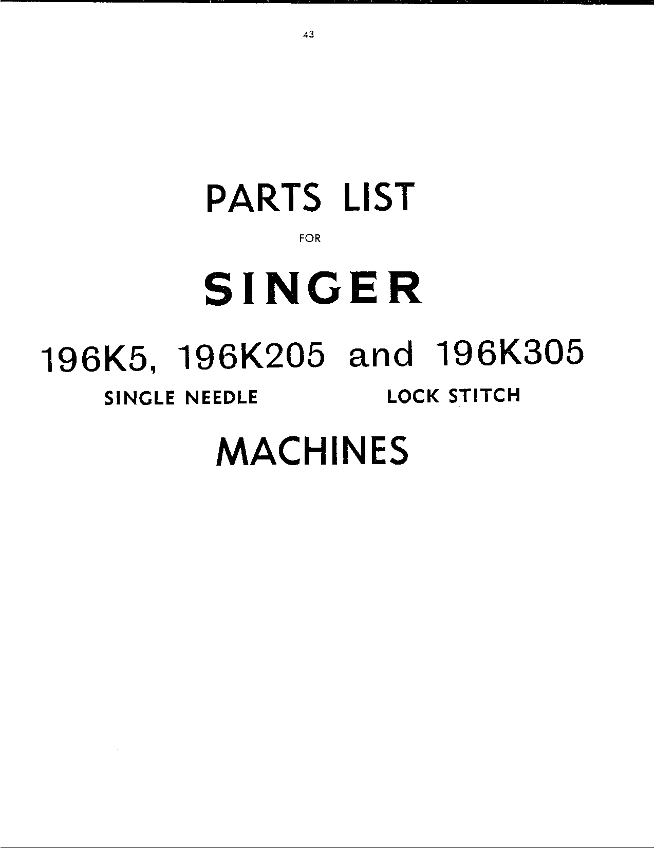 Singer 196K305, 196K5, 196K205 User Manual