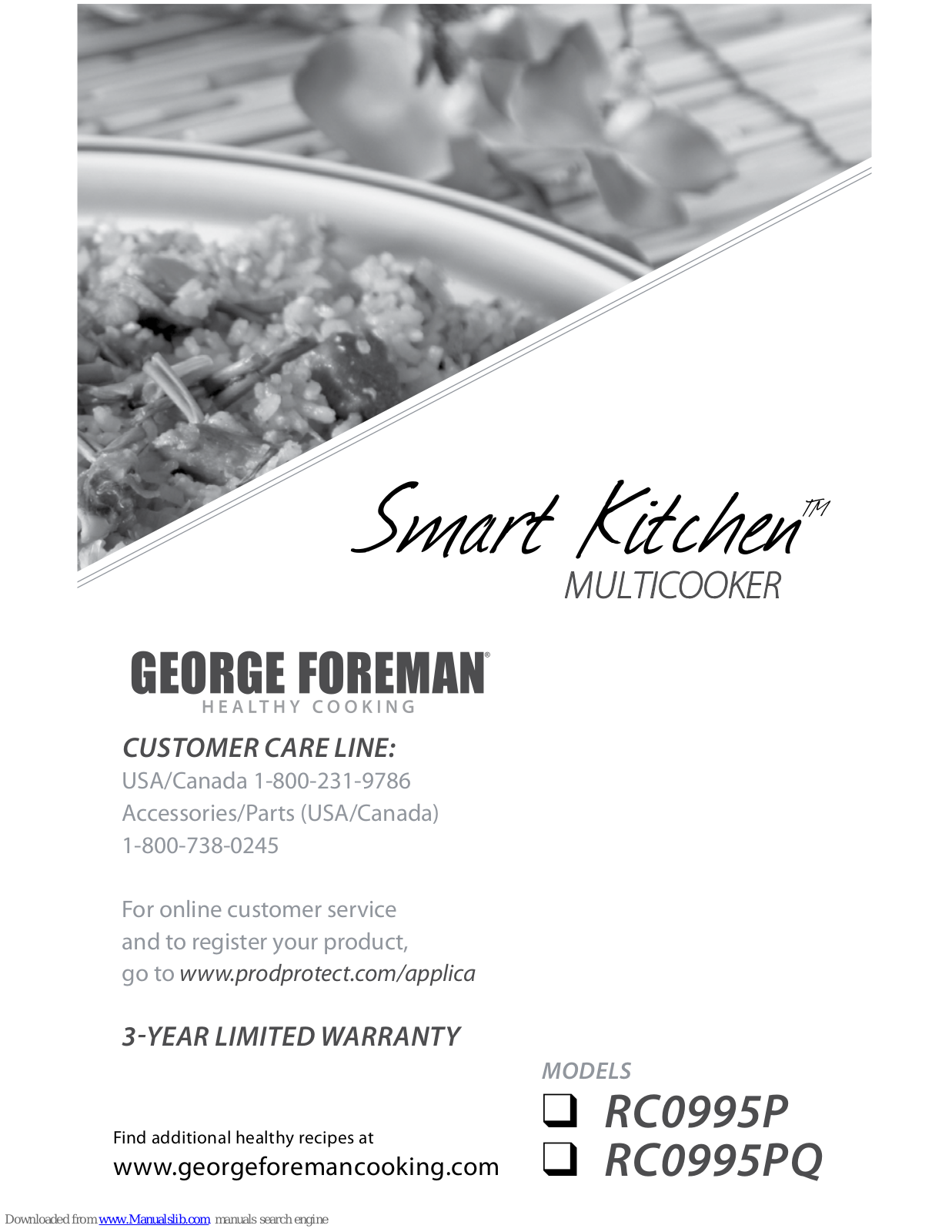 George Foreman Smart kitchen RC0995PQ, Smart kitchen RC0995P Use And Care Book Manual