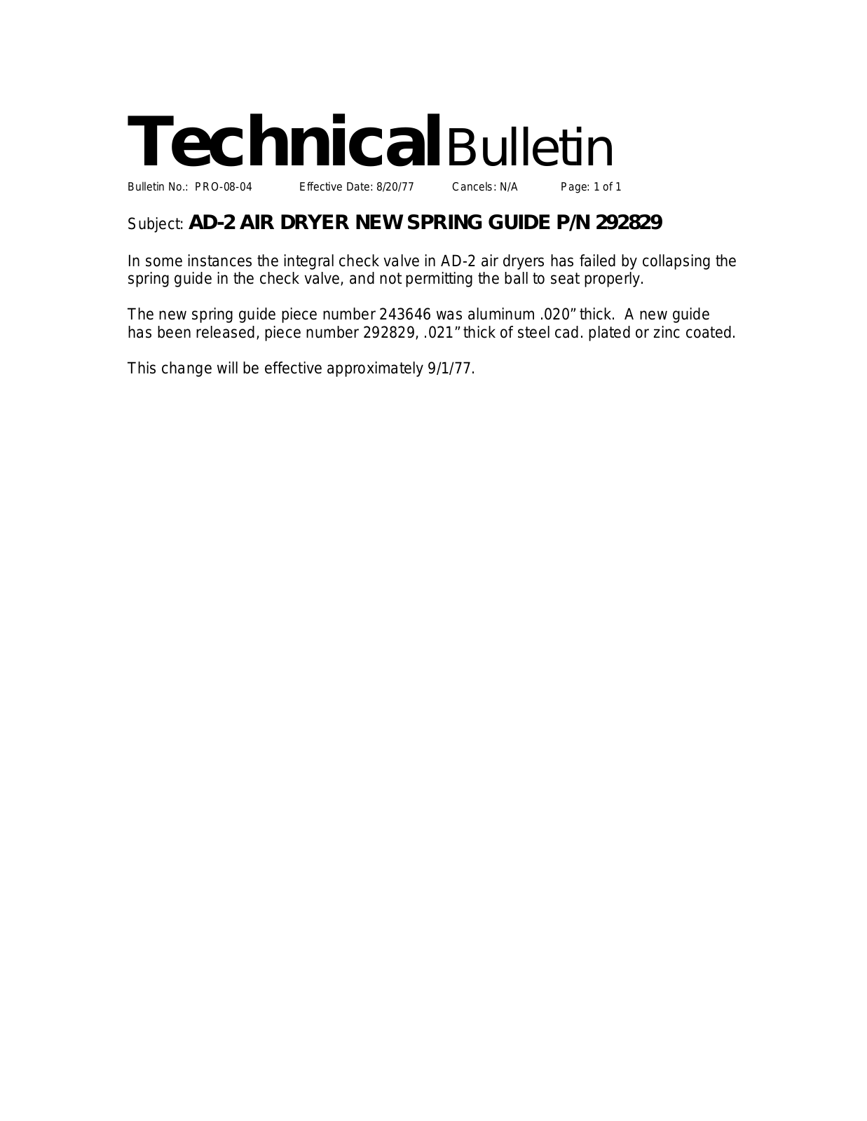 BENDIX TCH-008-004 User Manual