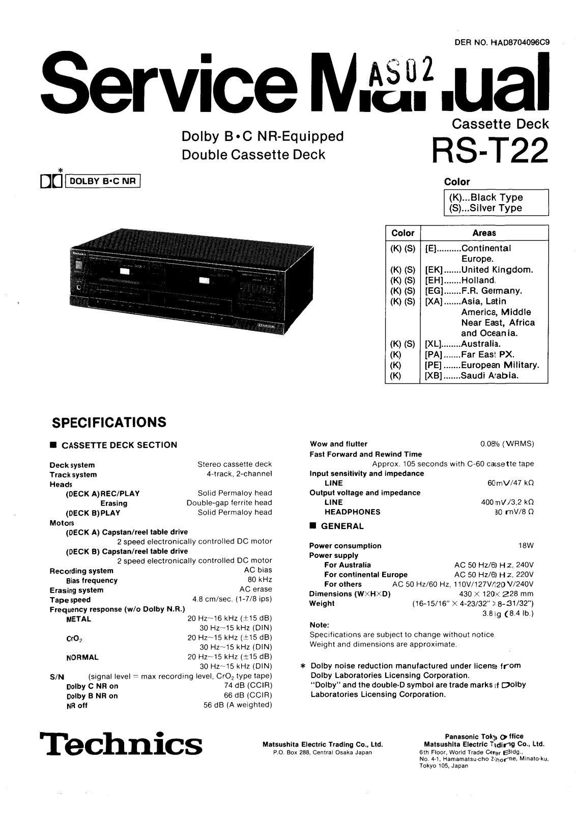 Technics RST-22 Service manual