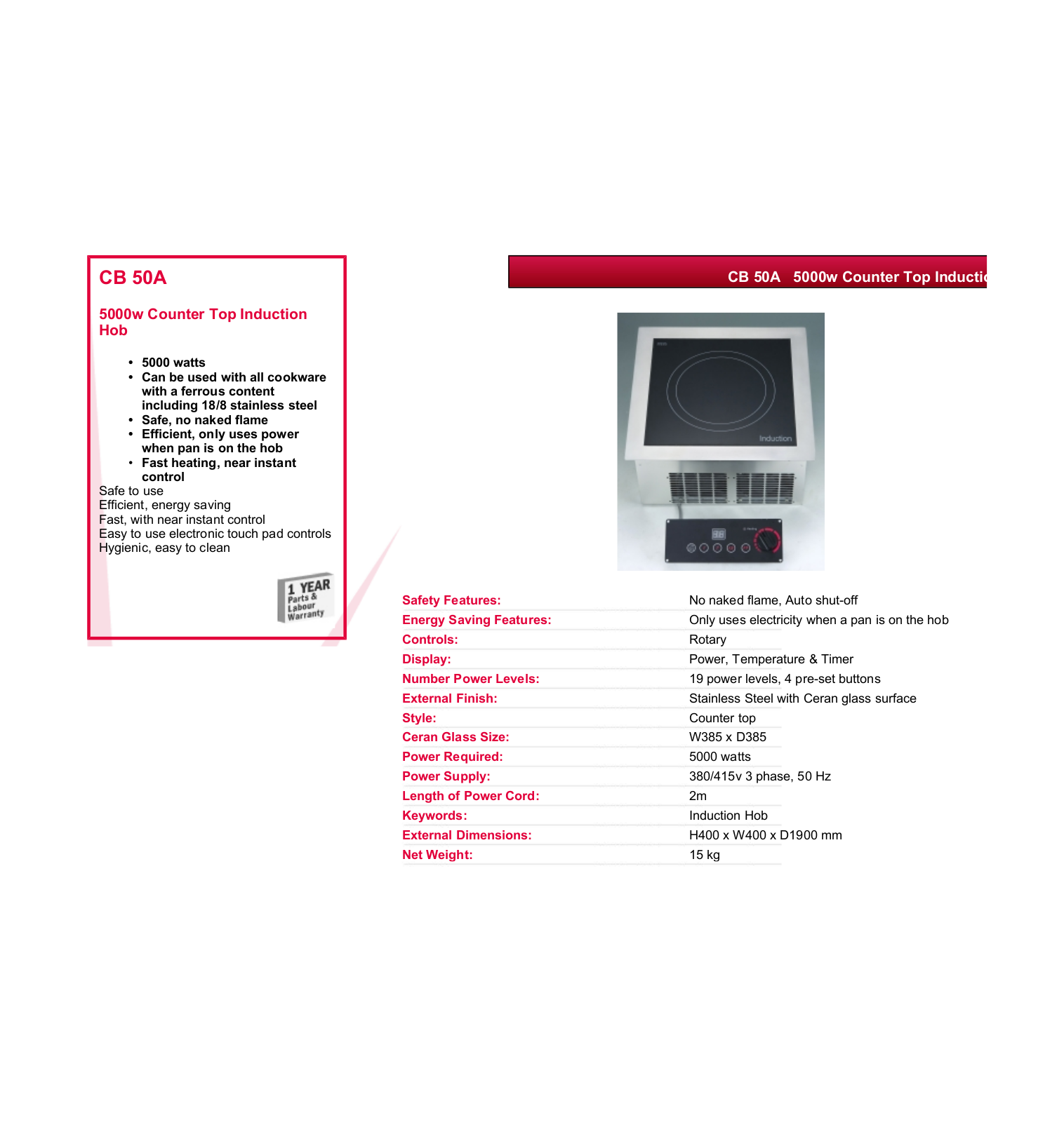 Valera CB 50A DATASHEET