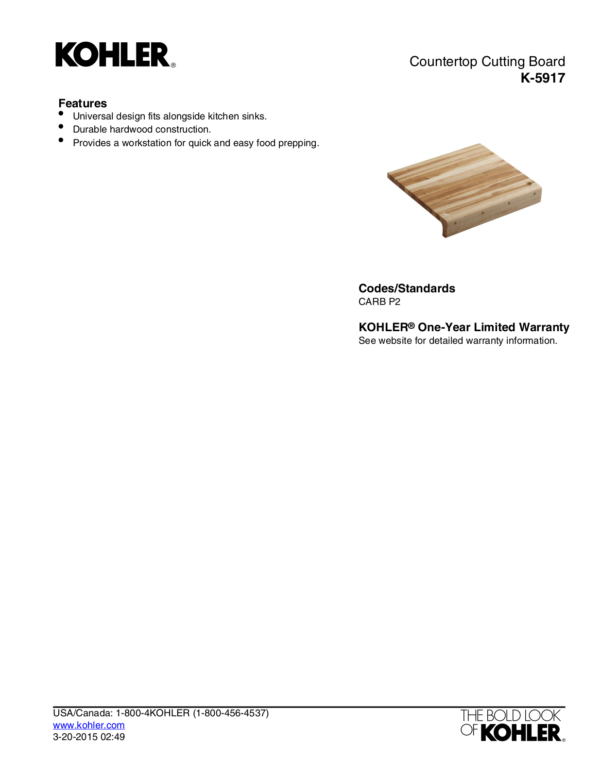 Kohler KOH4169 Specifications - ManualMachine.com