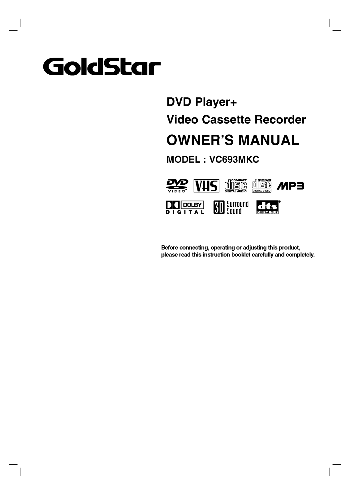 LG VC693MKC User Manual