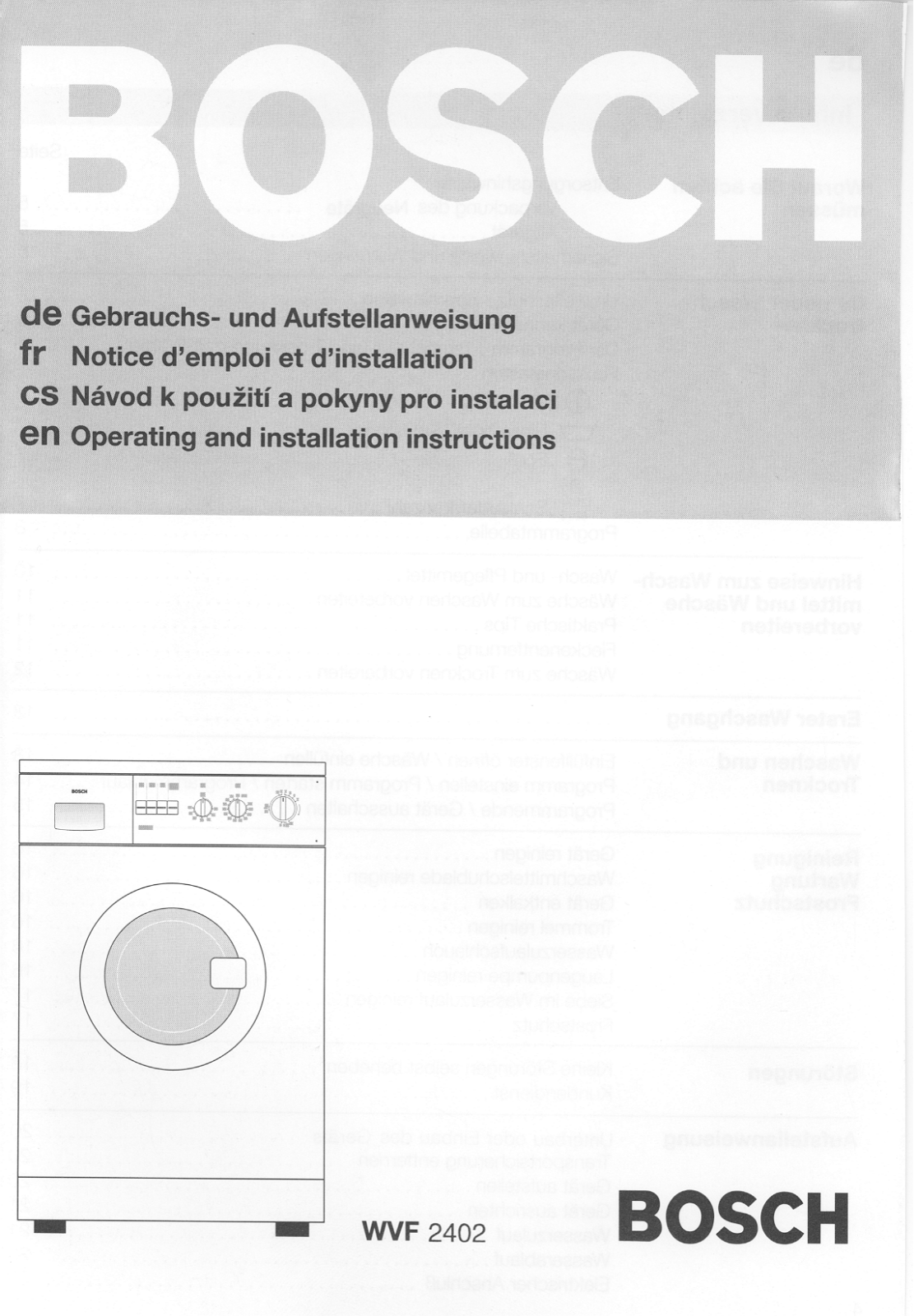 BOSCH WVF2402 User Manual