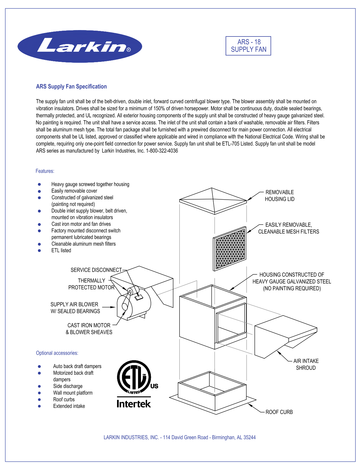 Larkin ARS-18 User Manual