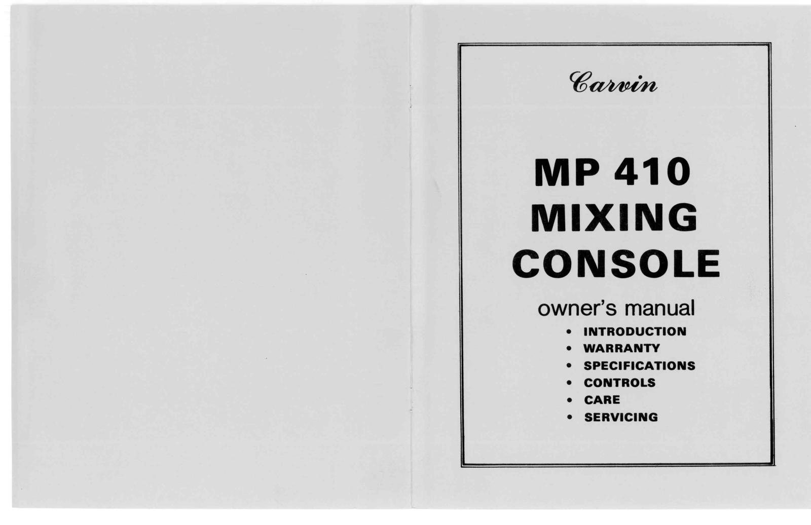 Carvin MP 410 User Manual