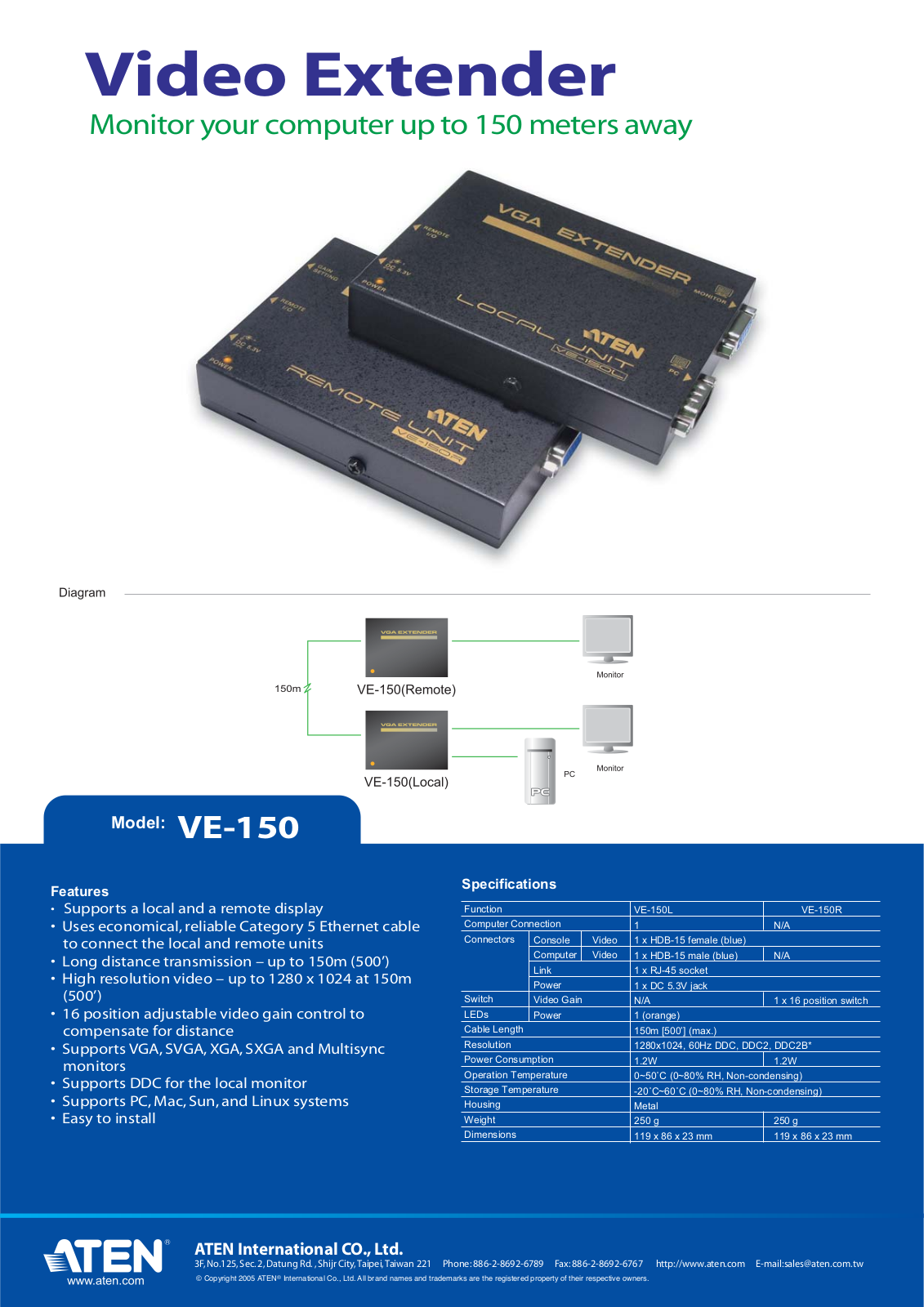 ATEN VE-150 Specifications