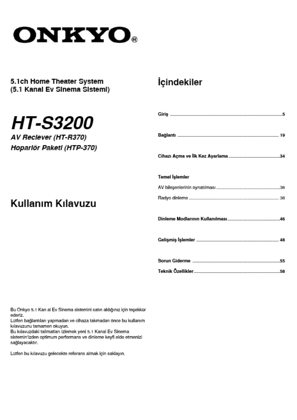 Onkyo HT-S3200 Instructions Manual