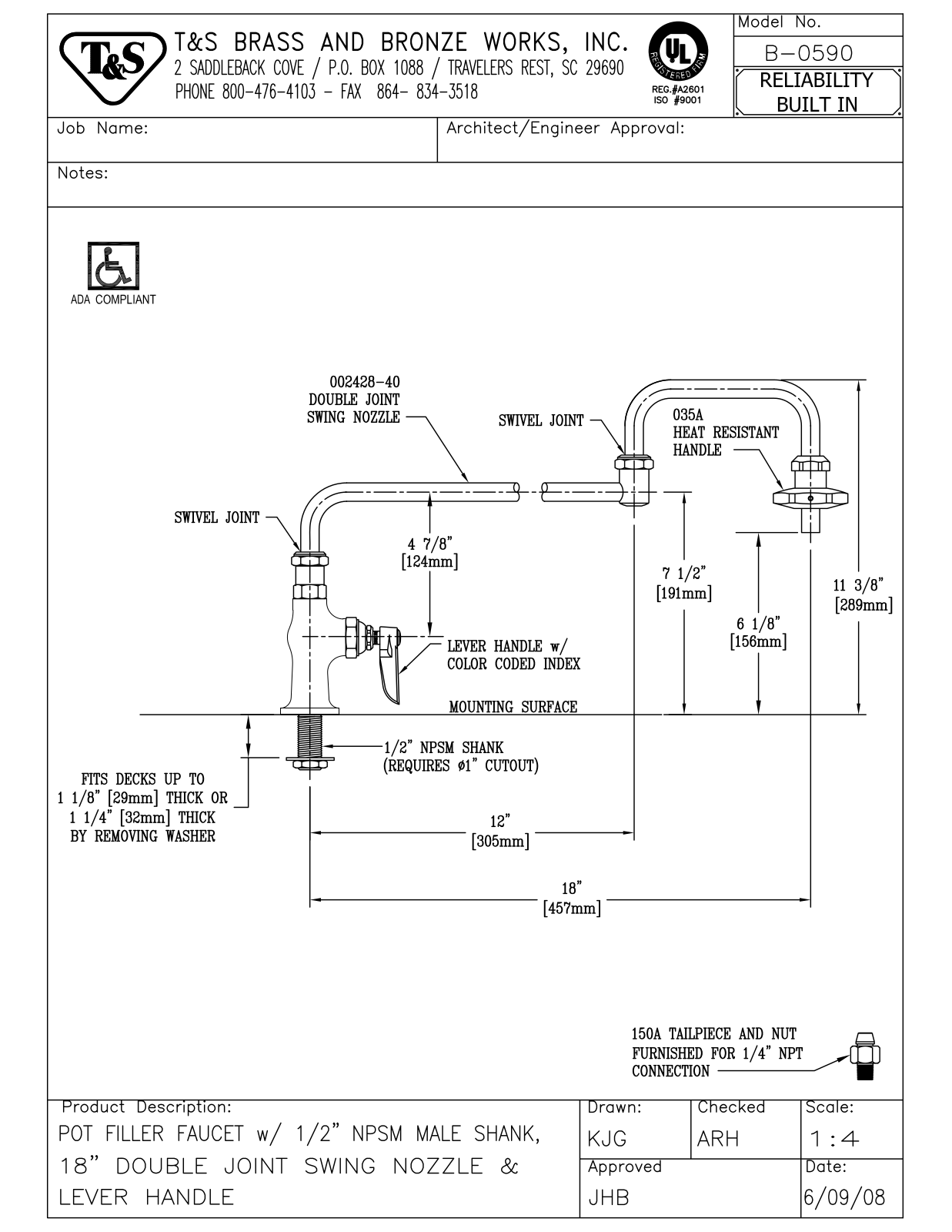 T & S Brass & Bronze Works B-0590 General Manual