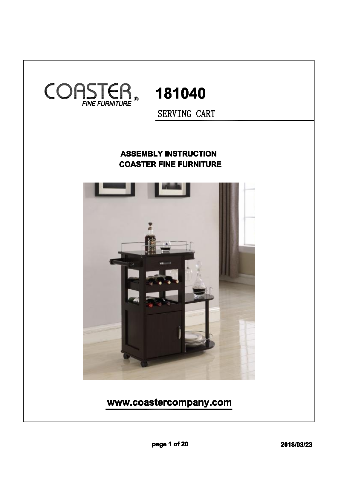 Coaster 181040 Assembly Guide