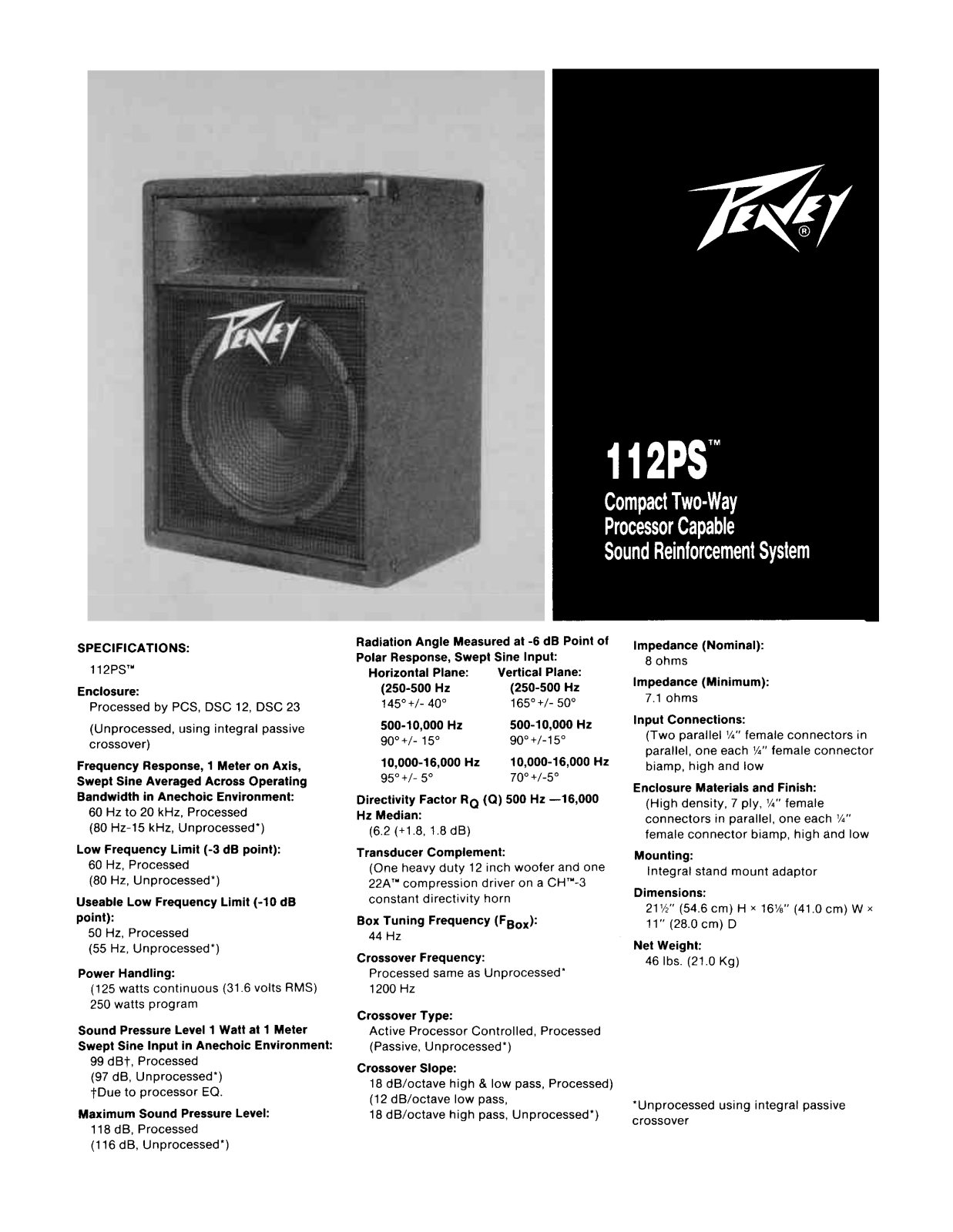 Peavey 112PS User Manual