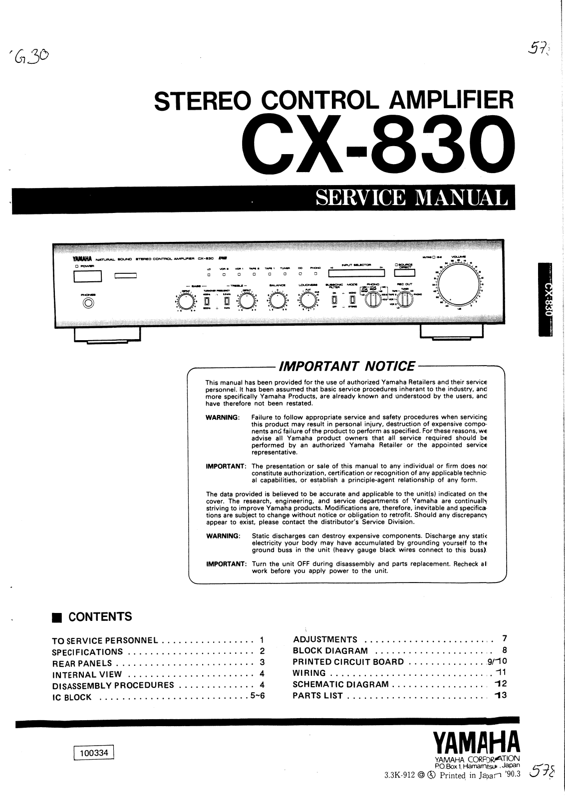 Yamaha CX-830 Service Manual