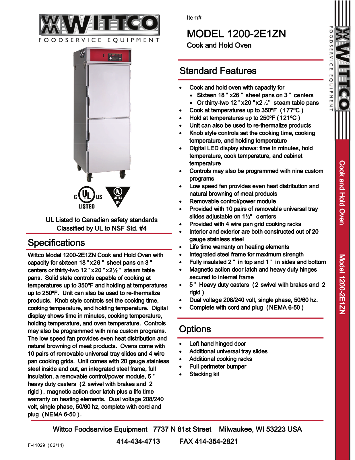 Wittco 1200-2E1ZN User Manual