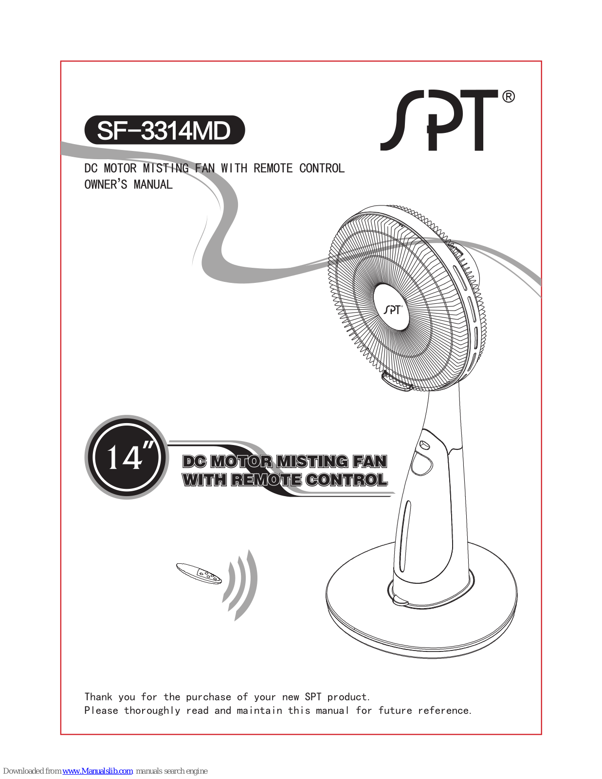 SPT SF-3314MD Owner's Manual