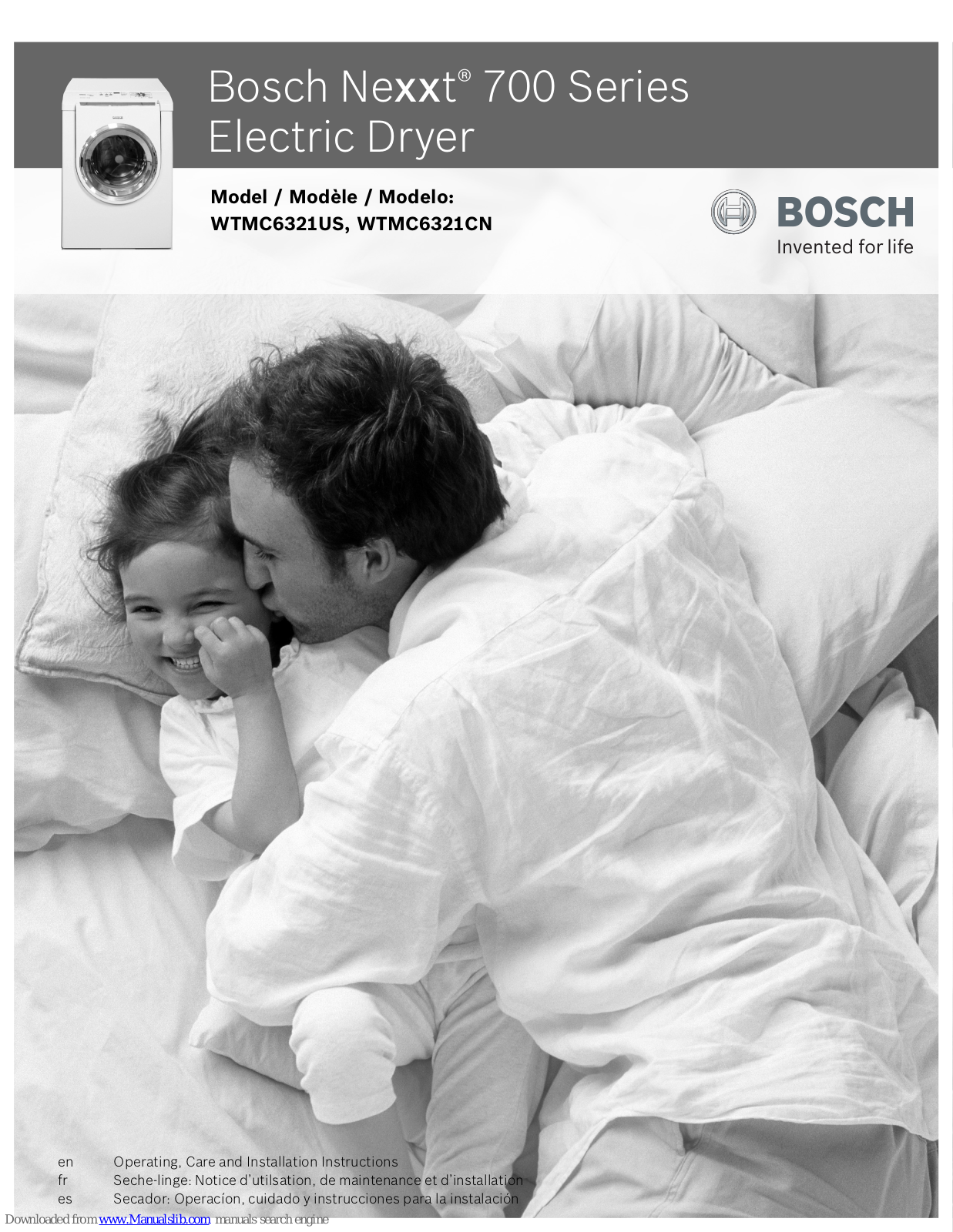 Bosch WTMC6321, Nexxt 700 Operating, Care And Installation Instructions Manual