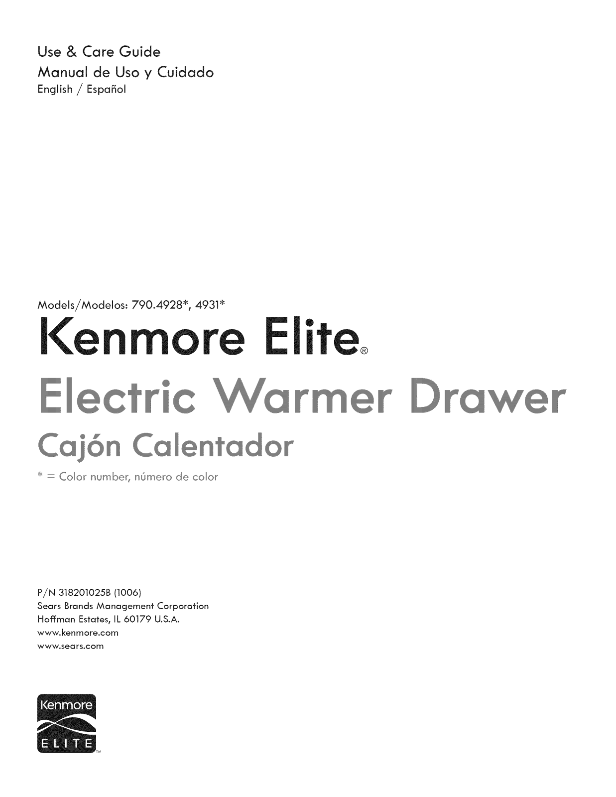 Kenmore Elite 79049313000, 79049283000 Owner’s Manual