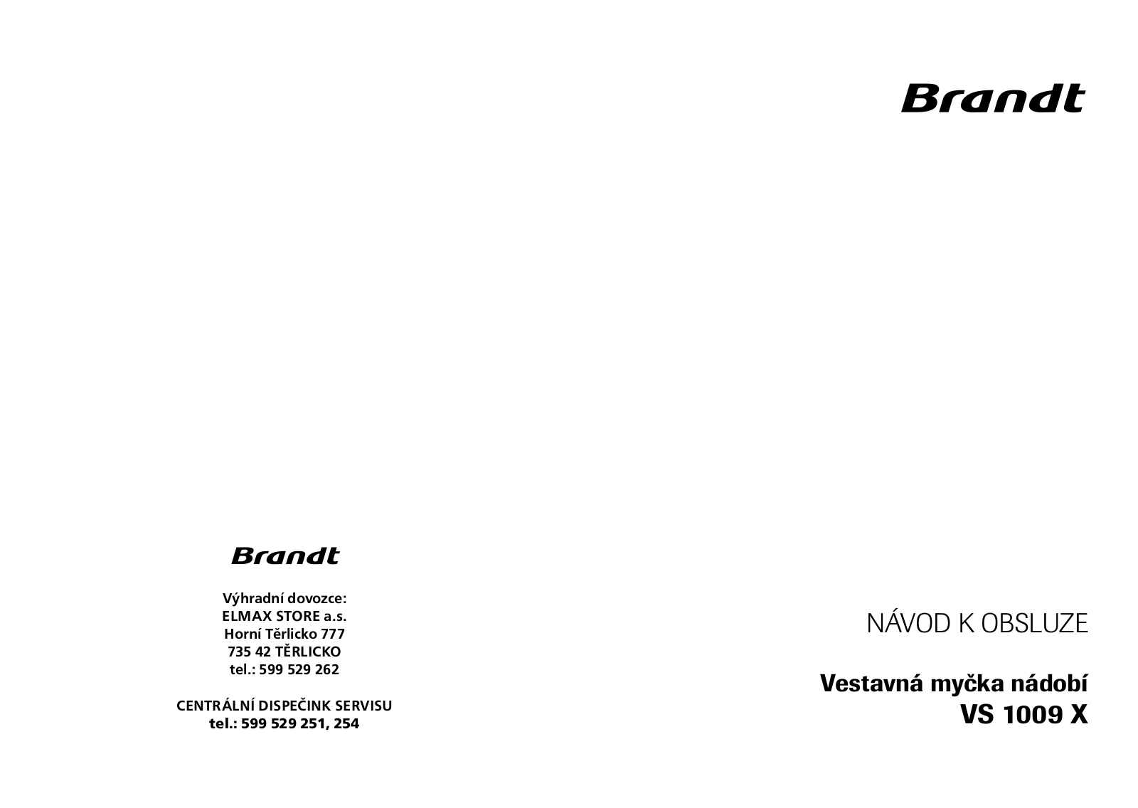 Brandt VS 1009 X User Manual