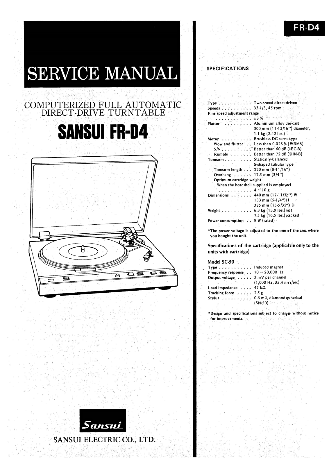 Sansui FR-D4 Service Manual