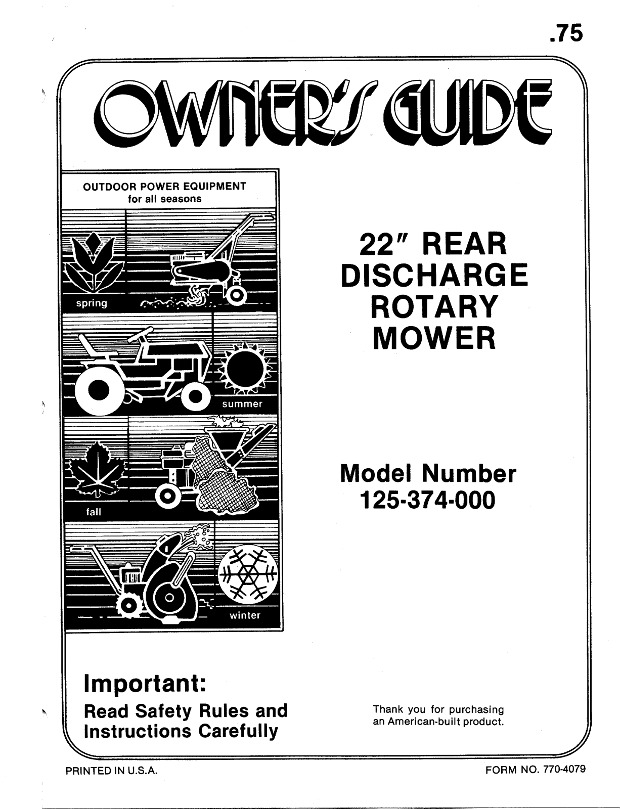 MTD 125-374-000 User Manual