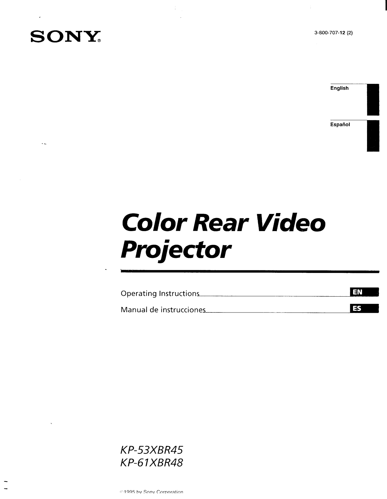 Sony KP-53XBR48 Operating Manual