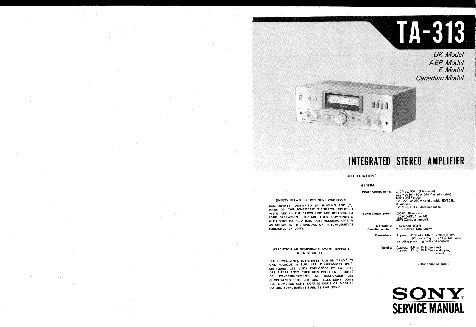 Sony TA-313 Service manual