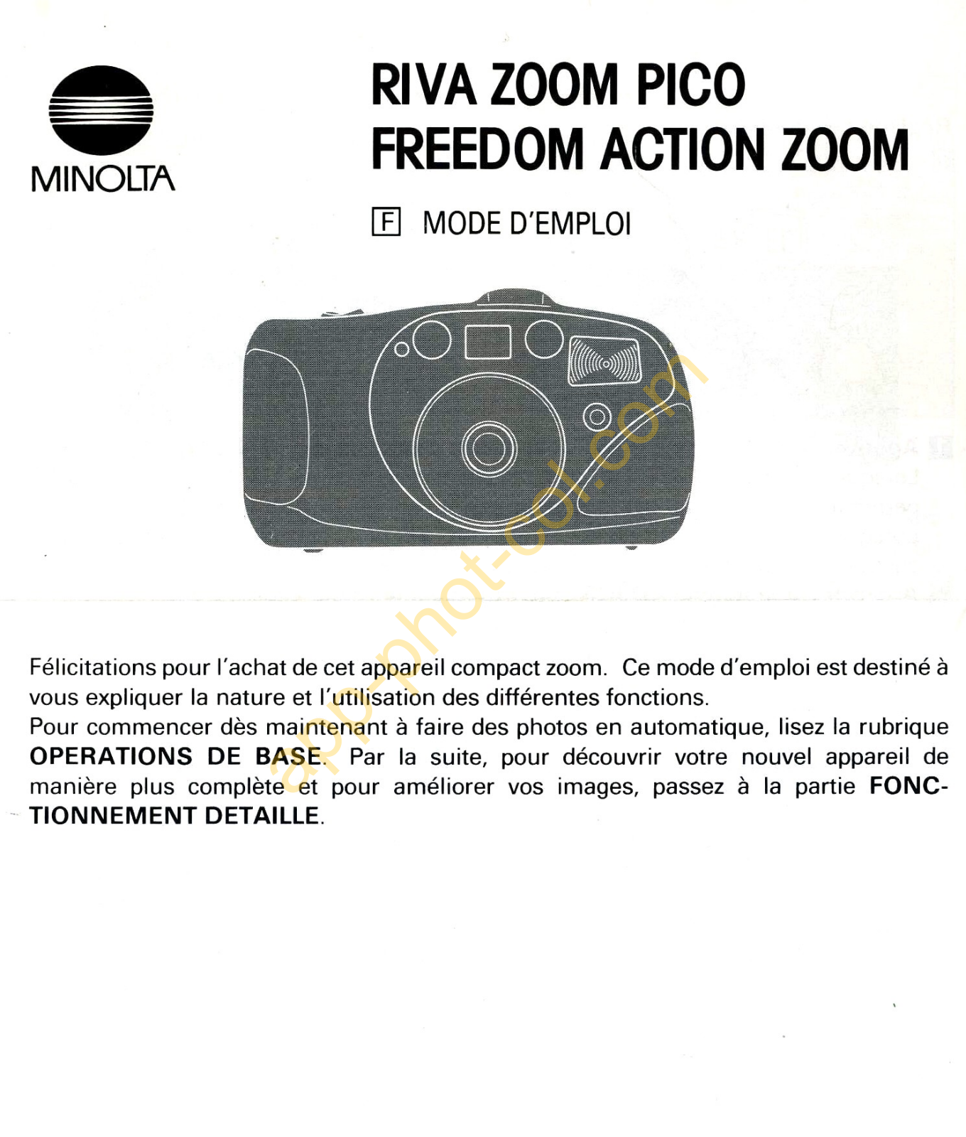 MINOLTA Freedom Action Zoom Guide d'utilisation