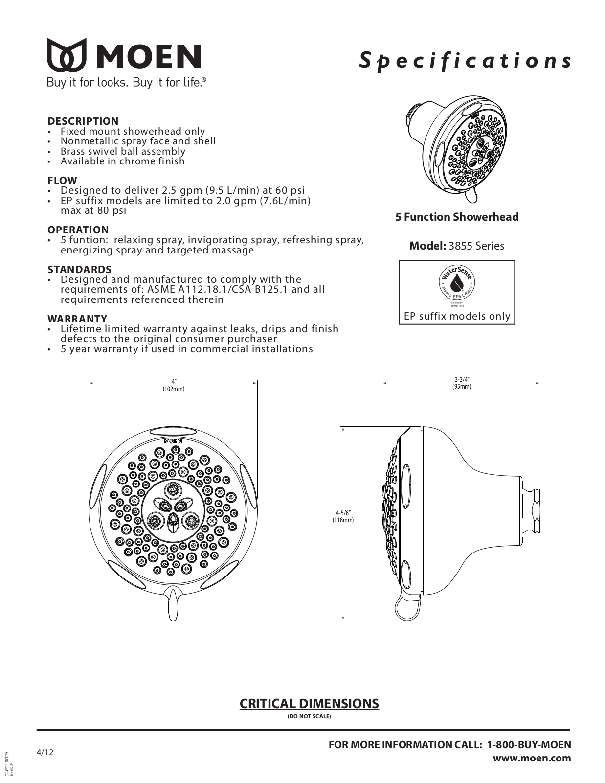 Moen MOE8260 Specifications - ManualMachine.com