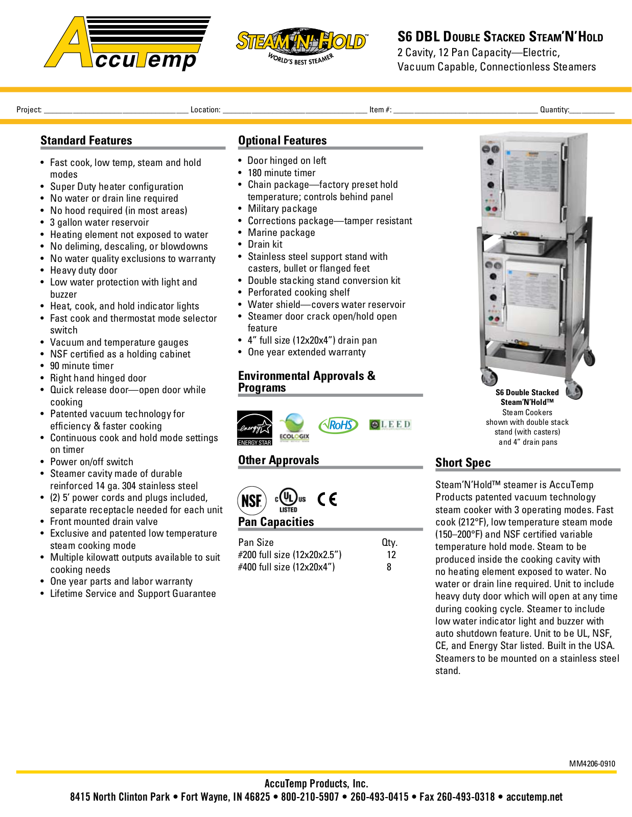 AccuTemp S6-DBL Specifications