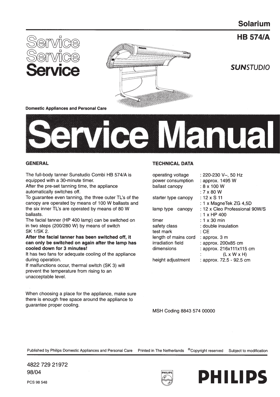 Philips HB574-A Service Manual
