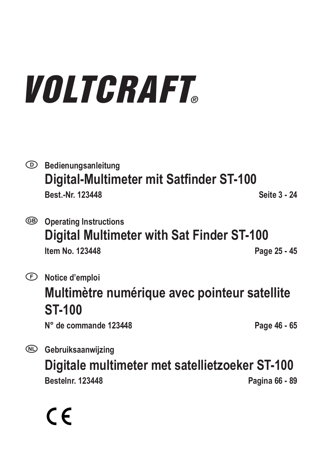 VOLTCRAFT ST-100 DMM User guide