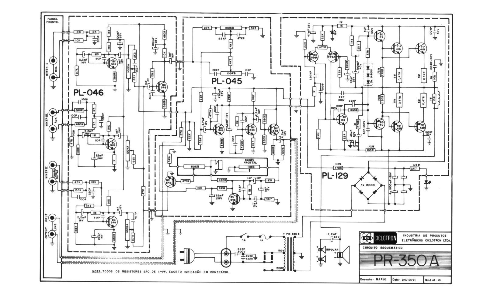 CICLOTRON PR350 A Schematic