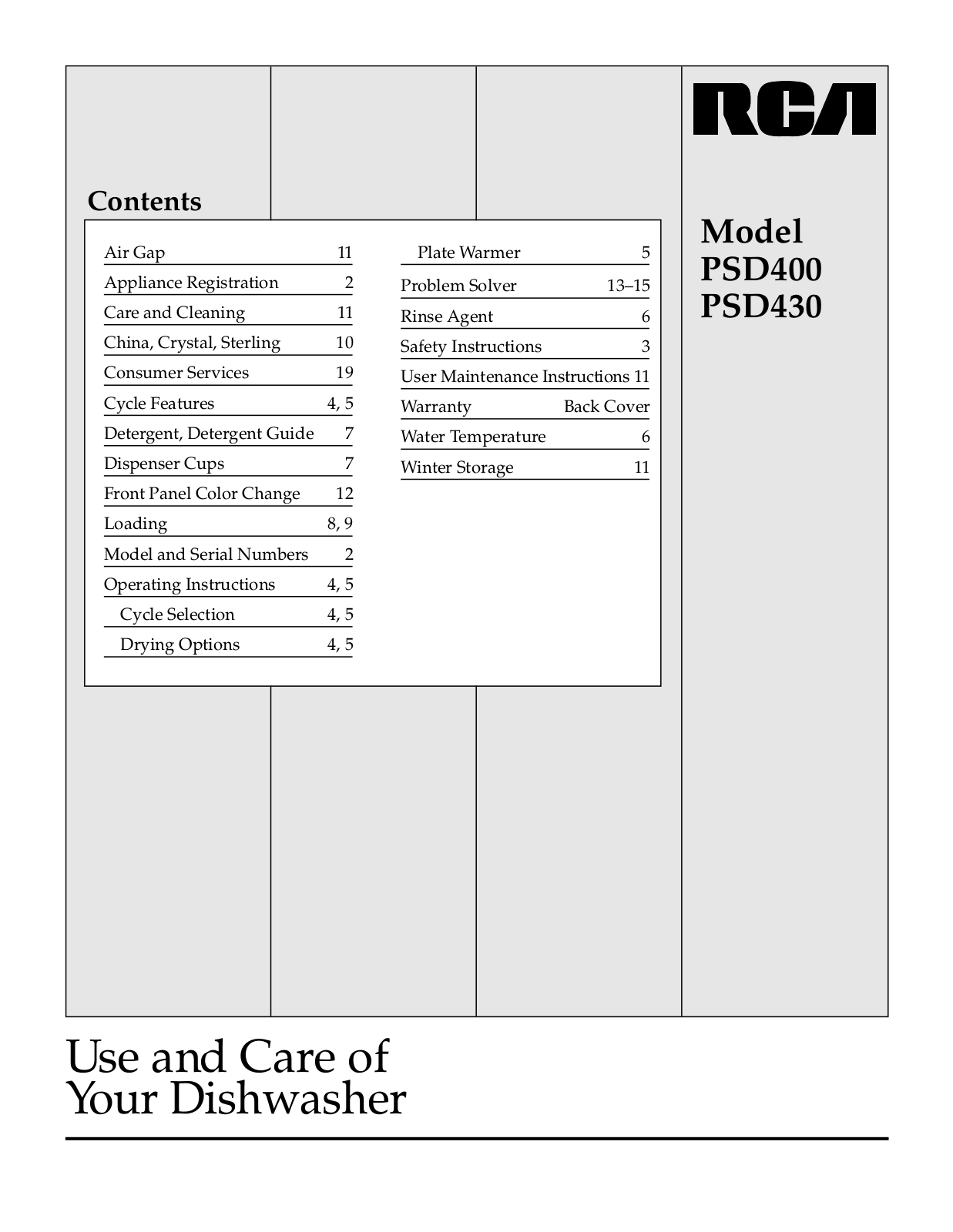 RCA PSD400, PSD430 User Manual