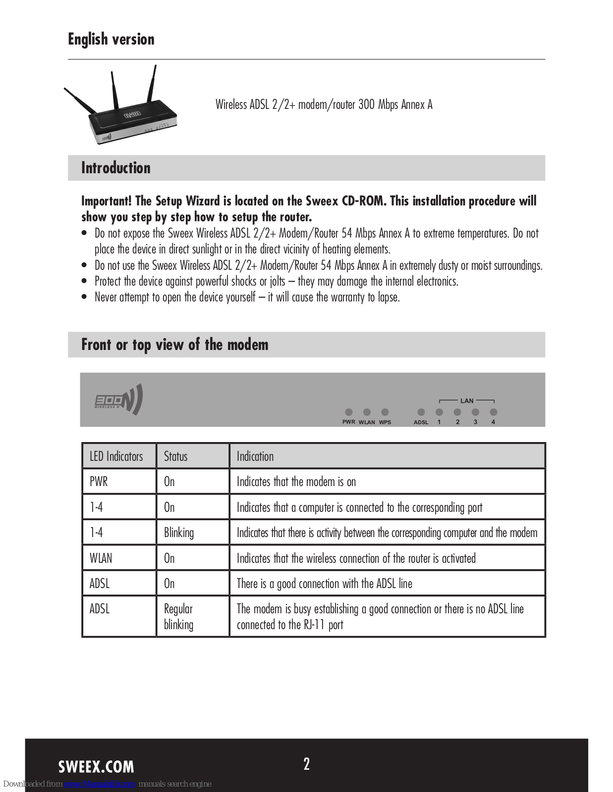 SWEEX MO300 - QUICK_START_GUIDE User Manual