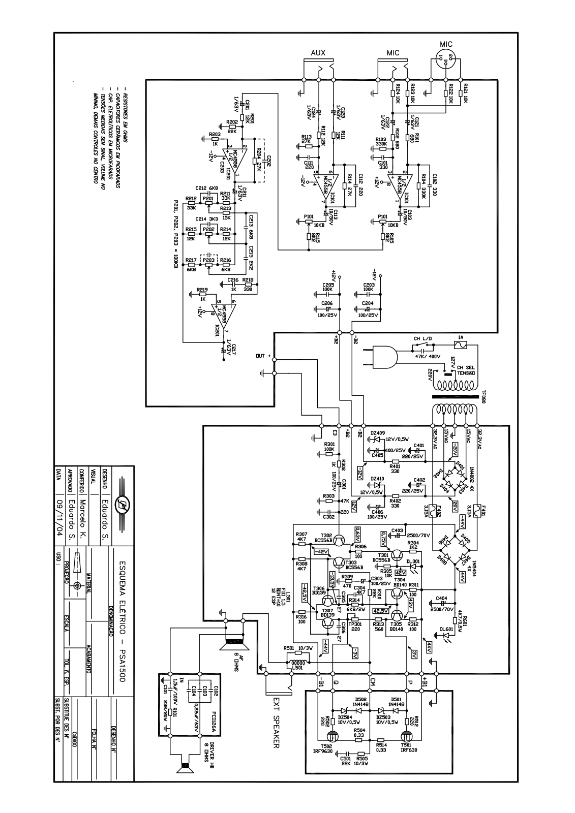 FRAHM PSA 1500 Schematic