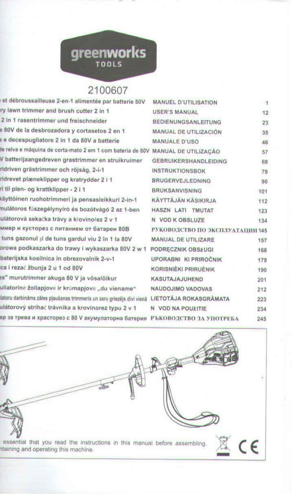 Greenworks GD80BCK2 User Manual