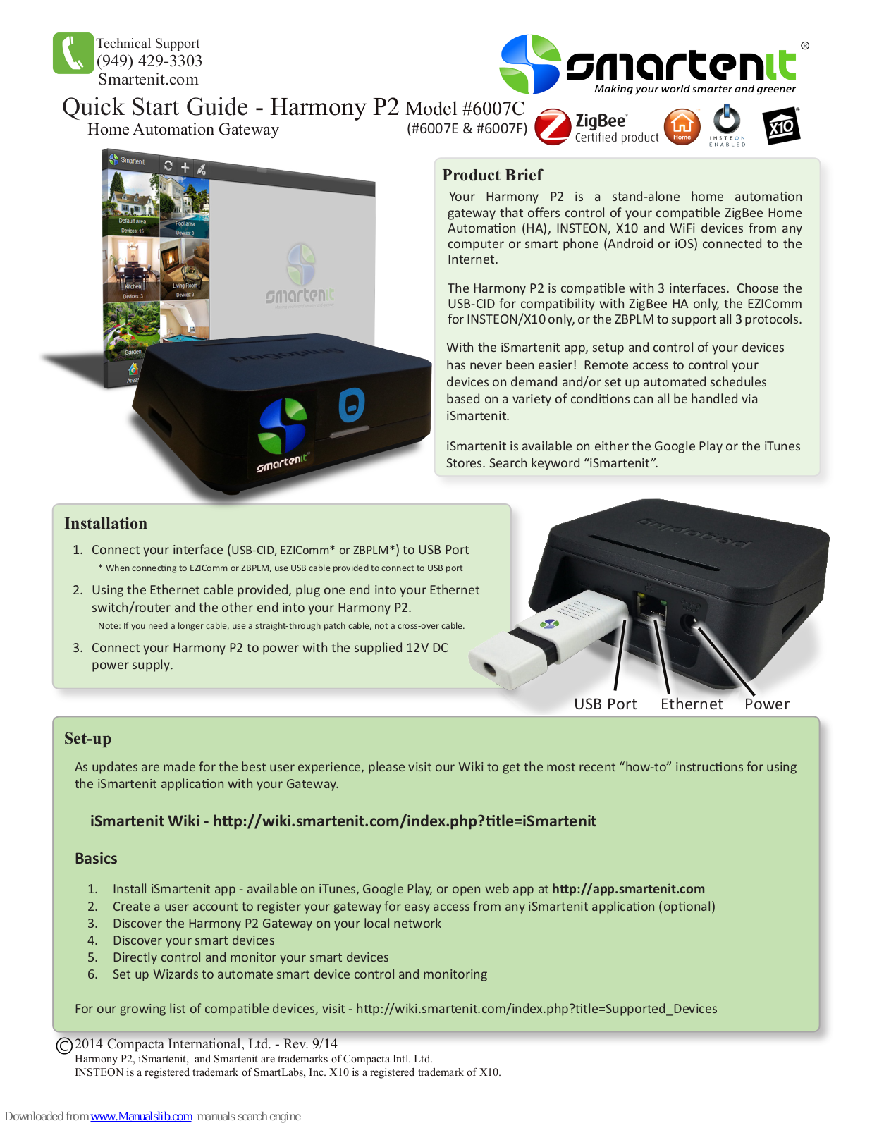 Smartenit Harmony P2, Harmony P2 6007C, Harmony P2 6007E, Harmony P2 6007F Quick Start Manual - ManualMachine.com