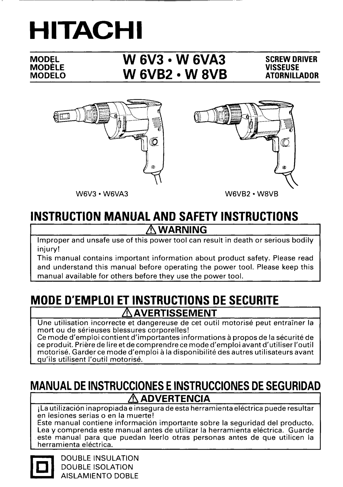 Hitachi W6V3 User Manual