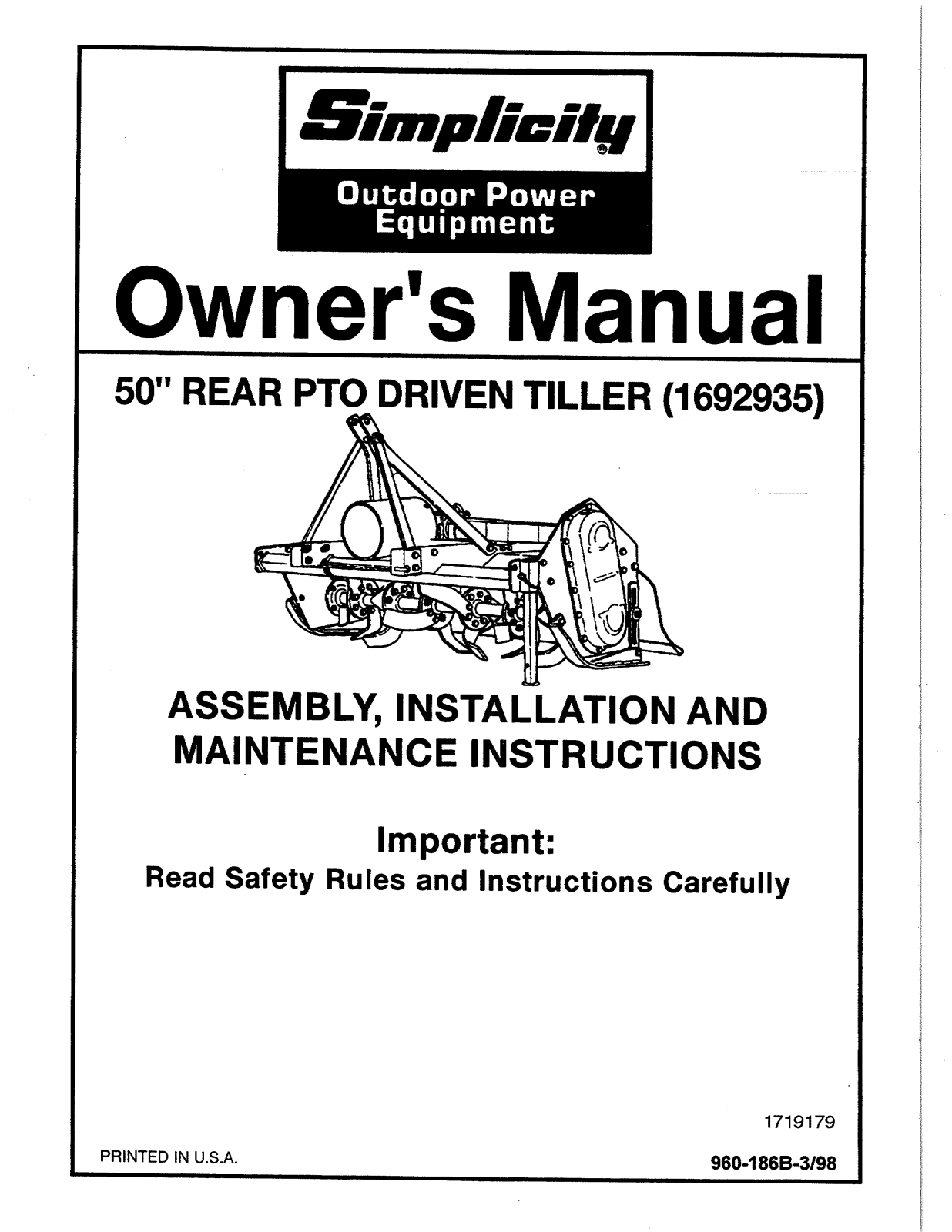 Snapper 1692935 User Manual