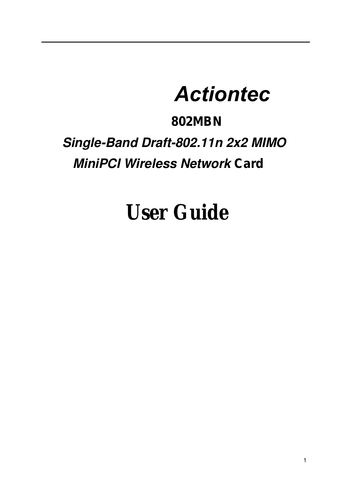 Actiontec 802MBN User Manual