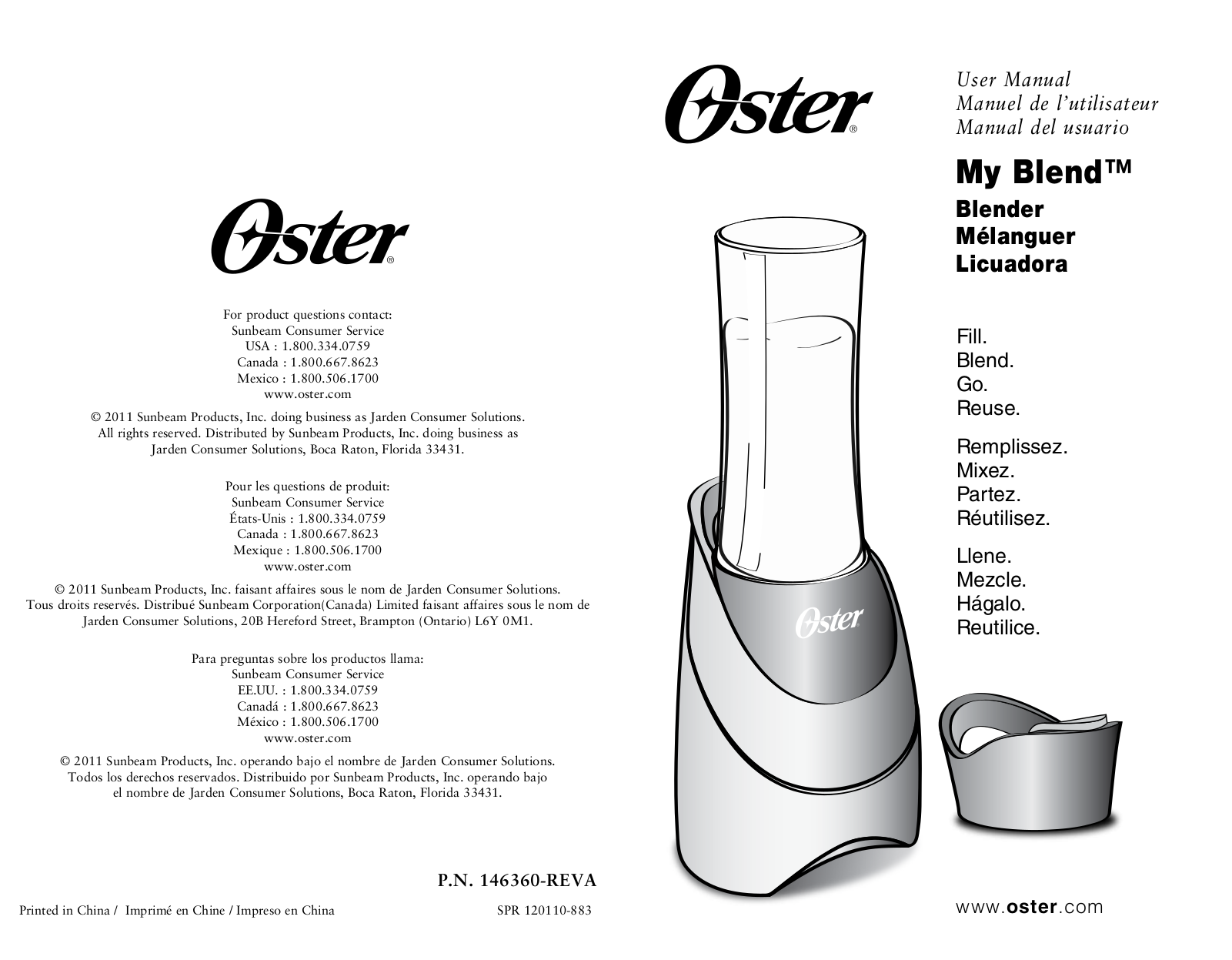 Oster BLSTPB User Manual