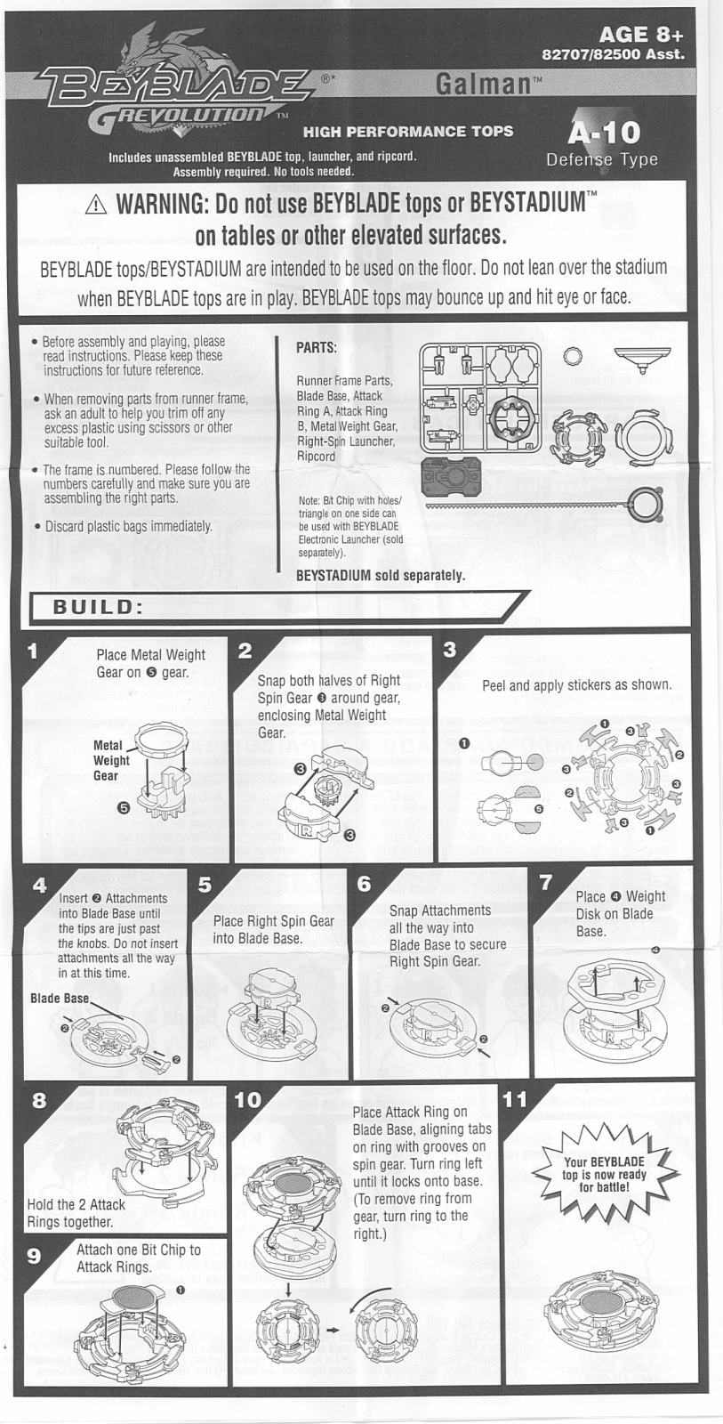 HASBRO Beyblade Grevolution Galman A10 User Manual