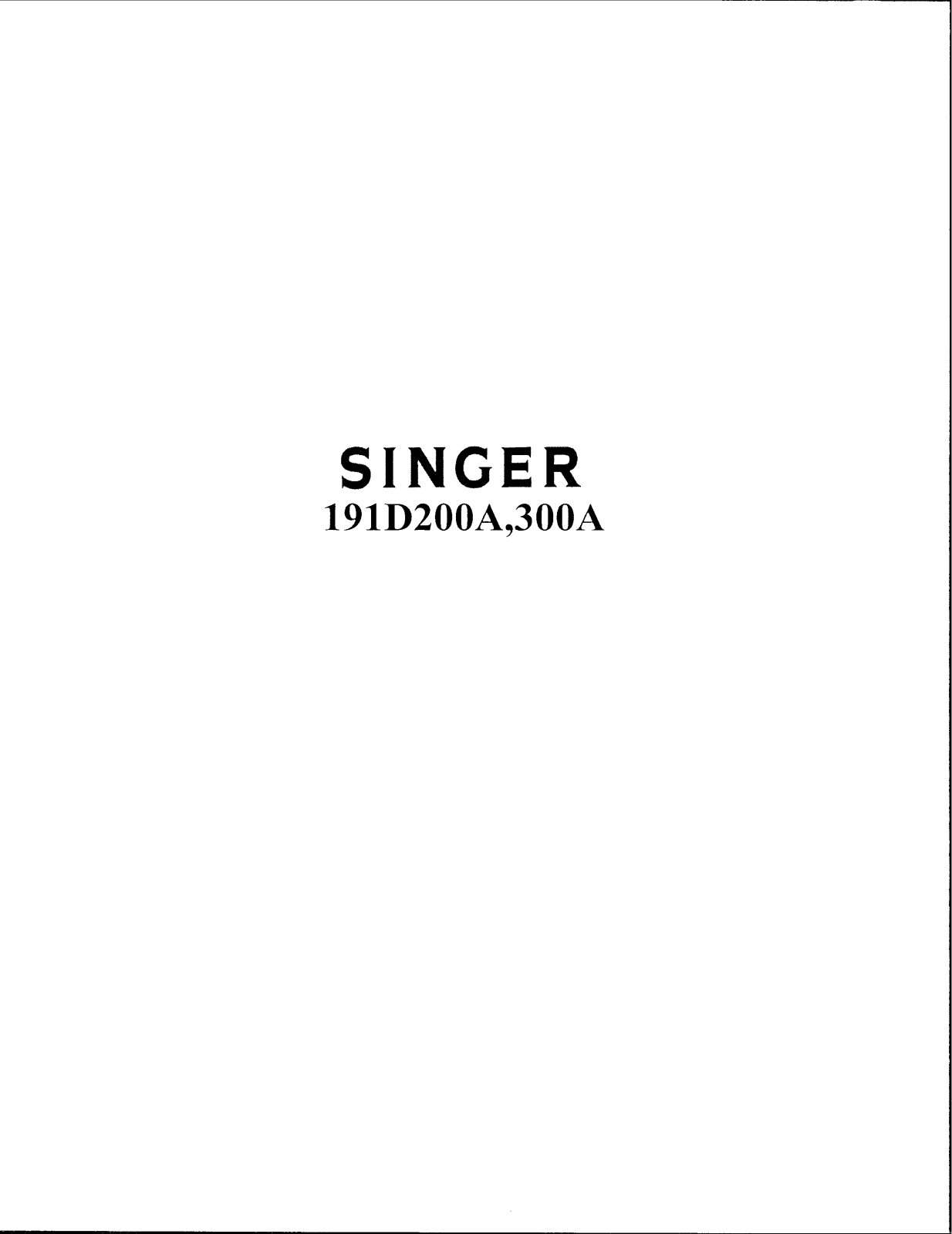 SINGER 191D200A, 191D300A Parts List