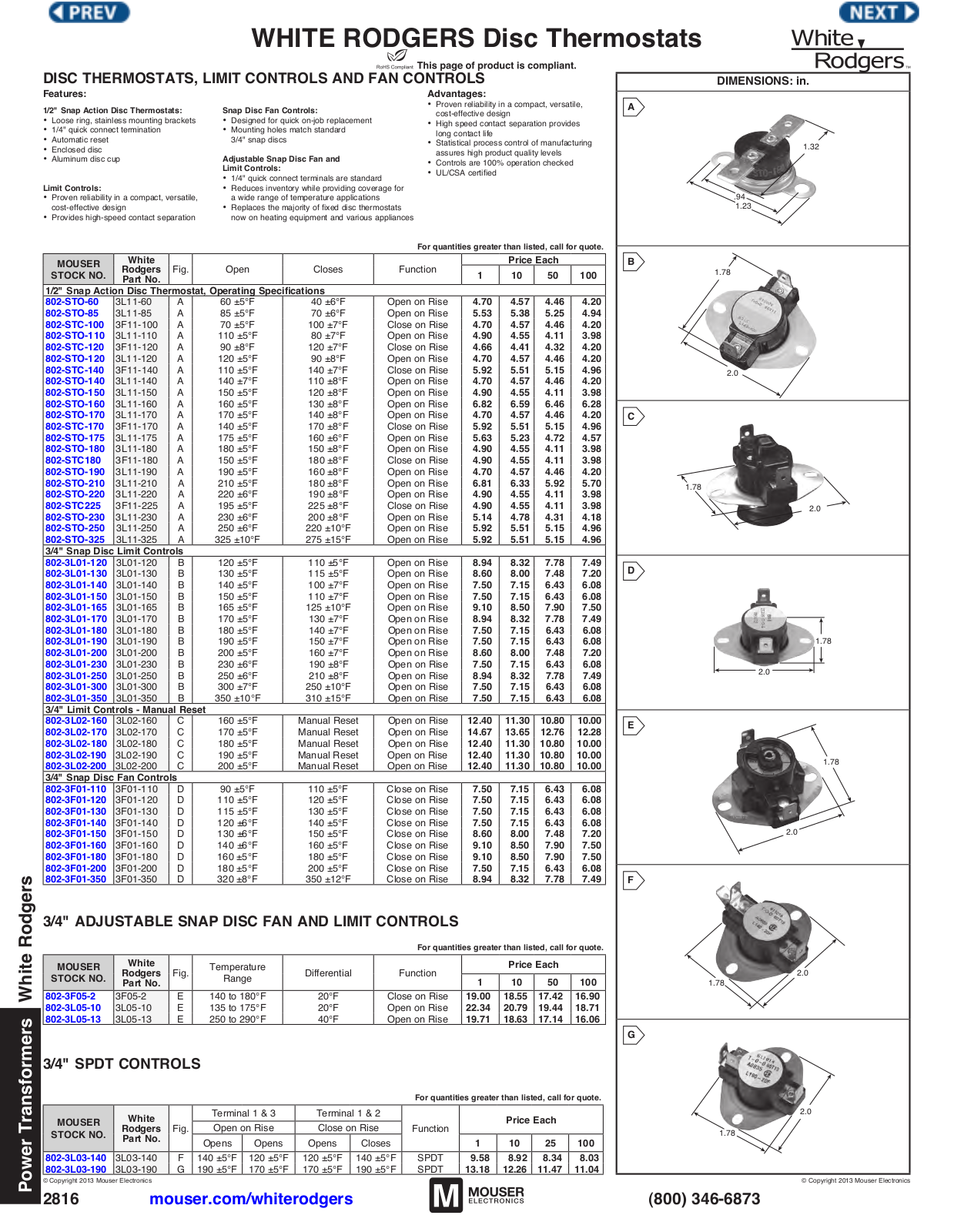 White Rodgers 2816 User Manual