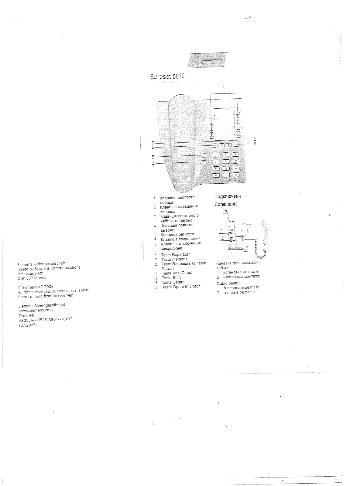 Siemens Euroset 5010 IM A User Manual