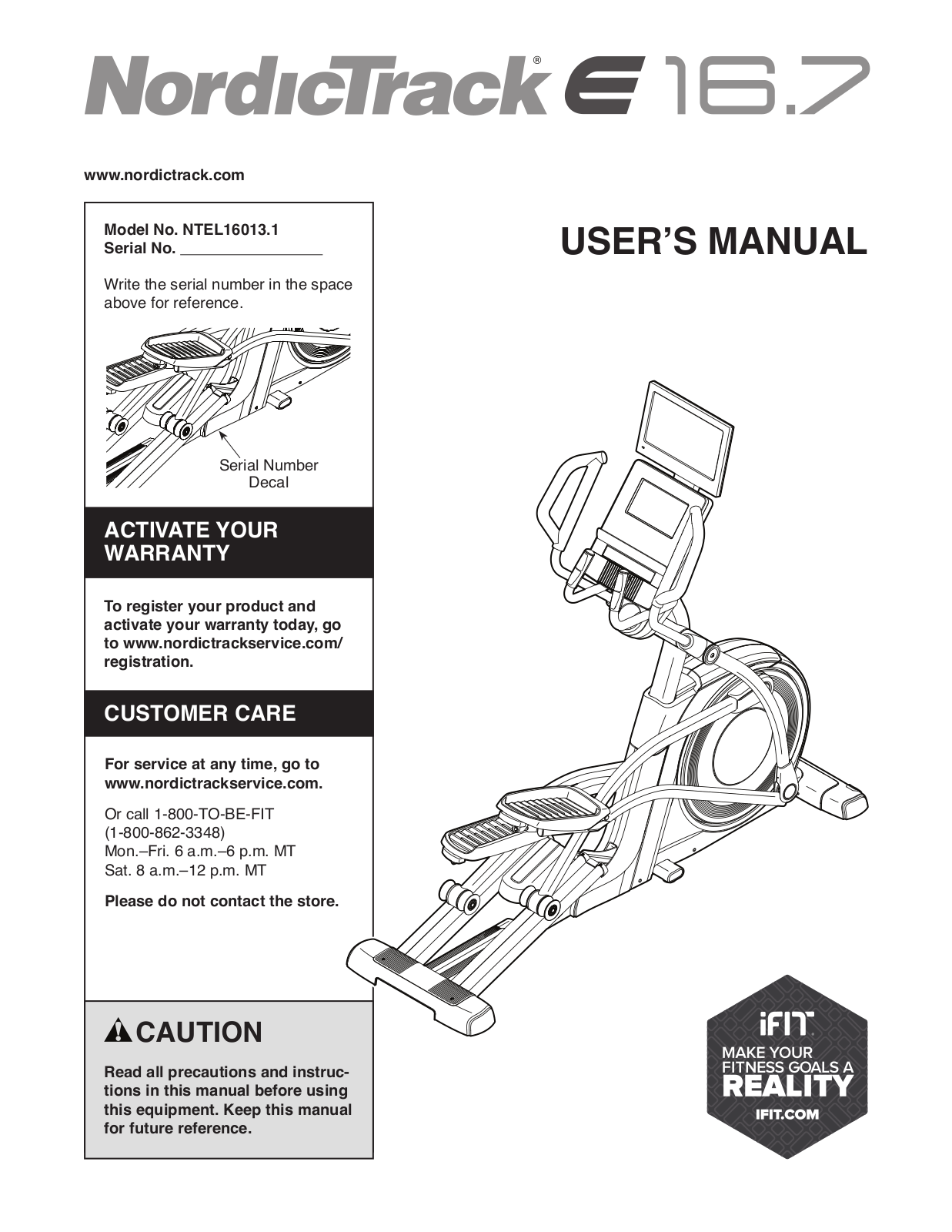 NordicTrack NTEL160131 Owner's Manual