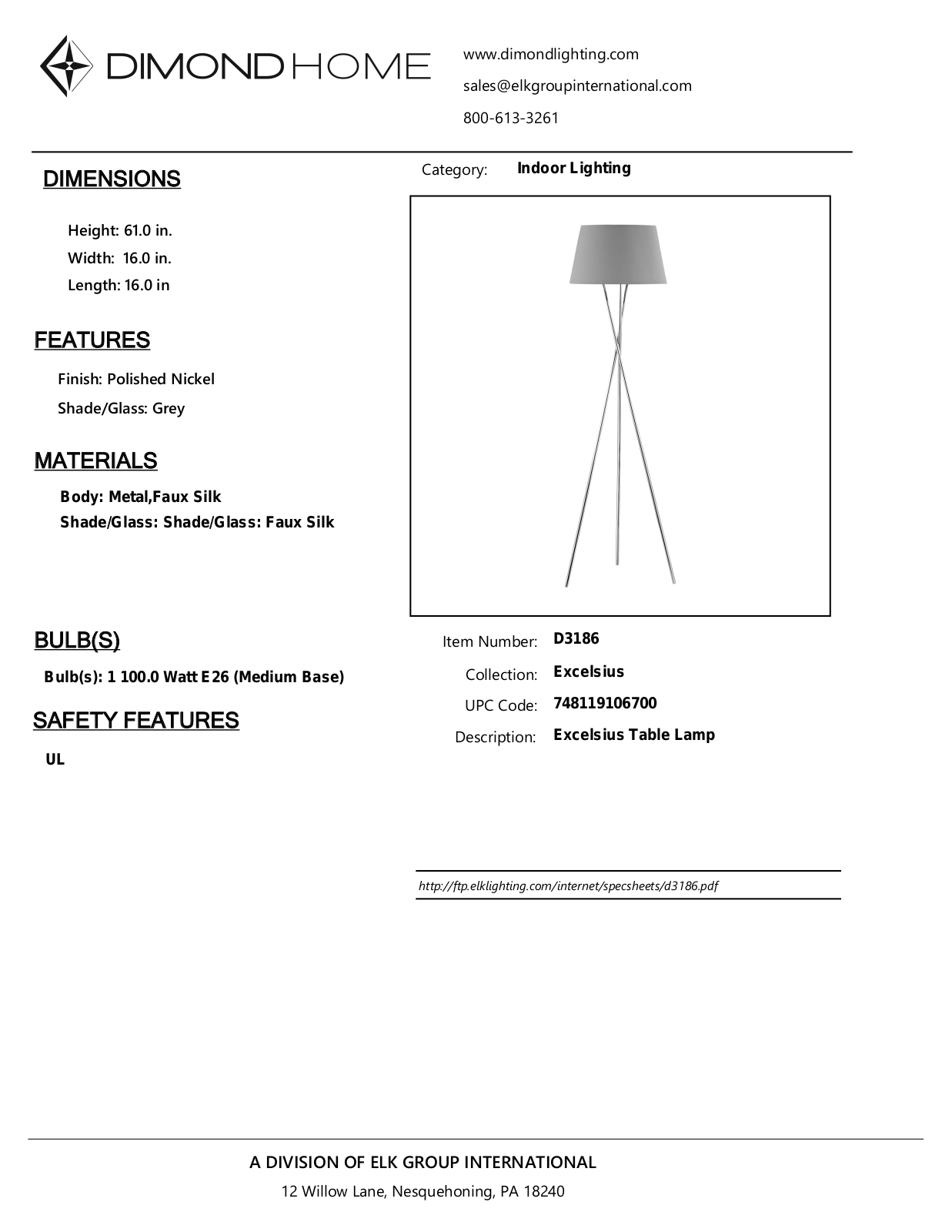 ELK Home D3186 User Manual