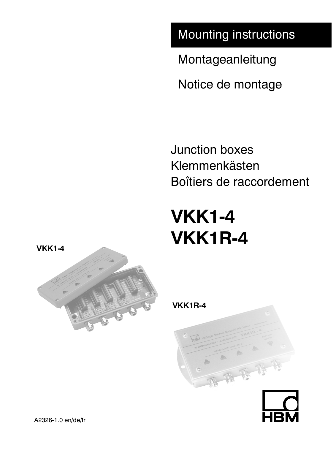 HBM VKK1-4, VKK1R-4 Mounting Instructions