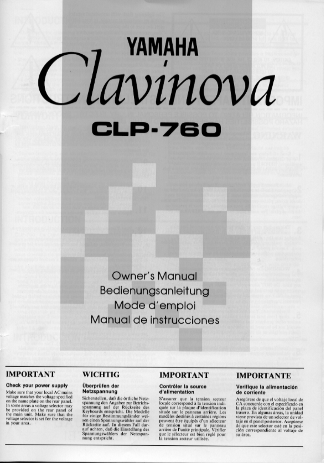 Yamaha CLP-760E, CLP-760 User Manual