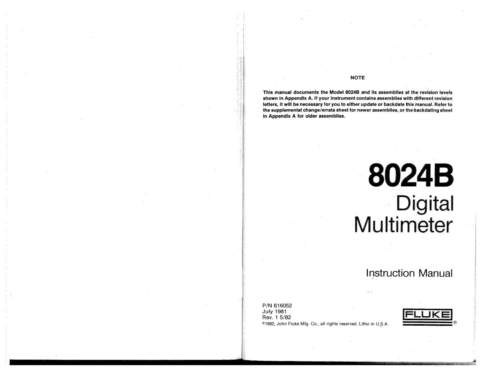 Fluke 8024B Service manual